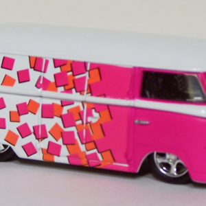 Vintage Volkswagen Microbus: Pink and White Checker Front Right