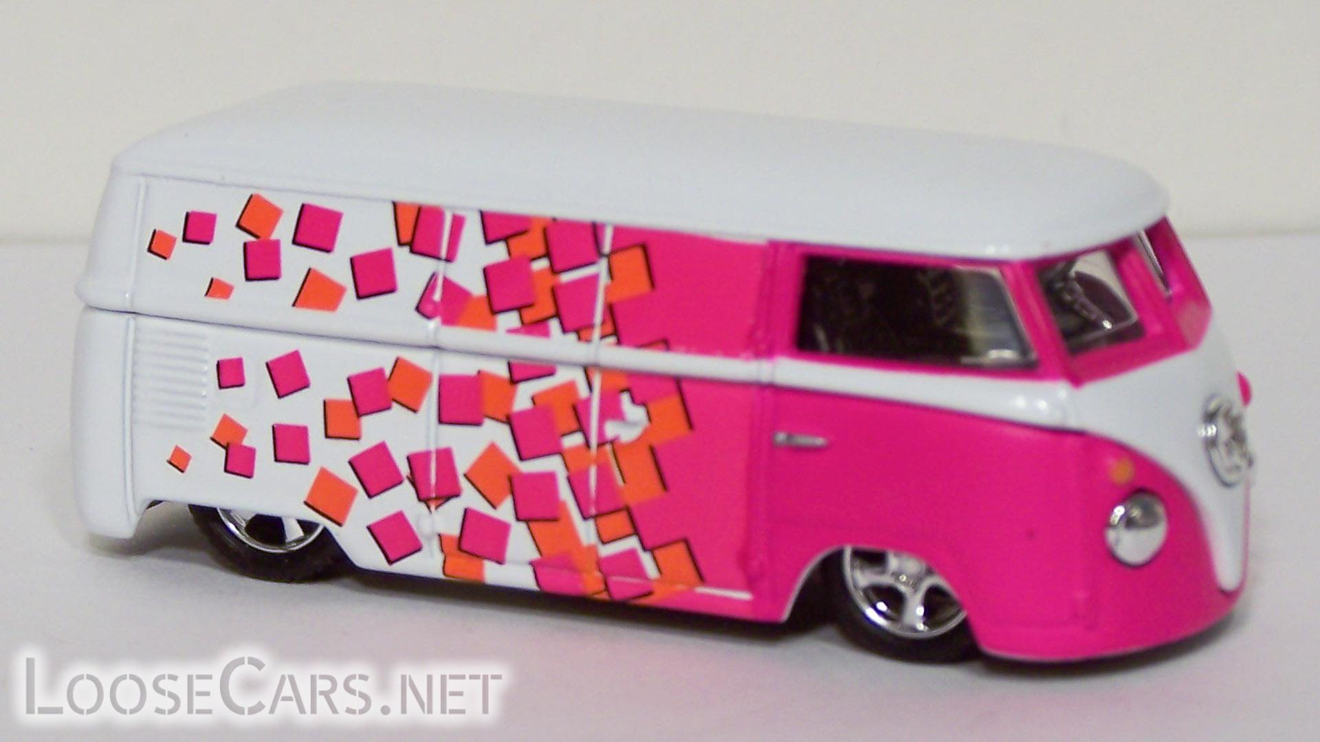 Vintage Volkswagen Microbus: Pink and White Checker Front Right