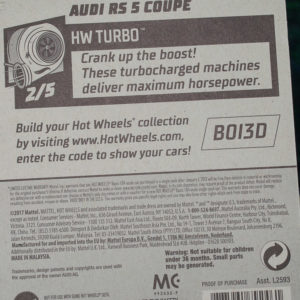 Hot Wheels Audi RS 5 Coupe: 2018 #118 Card Rear
