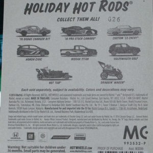 Hot Wheels VW Golf: 2015 Holiday Card Rear