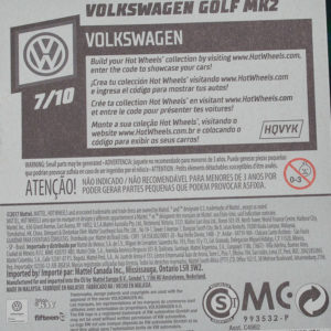 Hot Wheels VW Golf: 2018 #68 (Blue) Card Rear