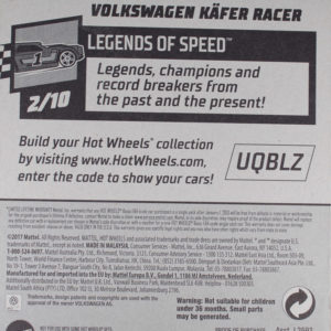 Hot Wheels Volkswagen Käfer Racer: 2018 #2 Blue Card Rear