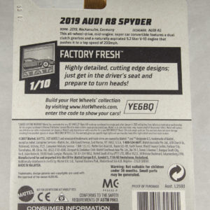 Hot Wheels 2019 Audi R8 Spyder 2020 175 Factory Fresh 1 White - Card Rear