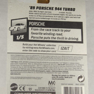 Hot Wheels '89 Porsche 944 Turbo 2020 47 Gold - Card Rear
