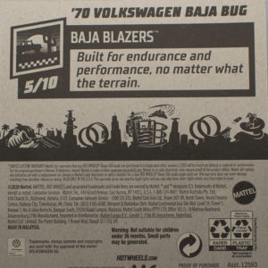Hot Wheels '70 Volkswagen Baja Bug 2021 33 Baja Blazers Black - Card Rear