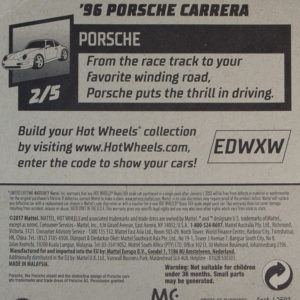 Hot Wheels '96 Porsche Carrera 2020 #72 Porsche (Black) - Card Rear