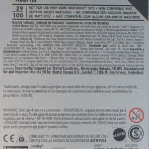 Matchbox Audi R8 2020 29 MBX City - Card Rear
