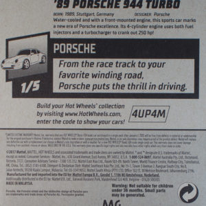 Hot Wheels ’89 Porsche 944 Turbo 2020 #47 Red - Card Rear