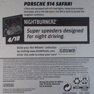 Hot Wheels Porsche 914 Safari 2020 242 Nightburnerz Yellow - Card Rear