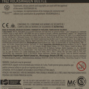 Matchbox 1962 Volkswagen Beetle 2022 93 - Card Rear