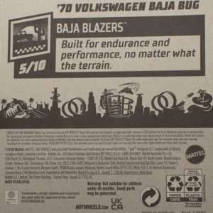 Hot Wheels '70 Volkswagen Baja Bug 2021 33 Baja Blazers Grey - Card Rear