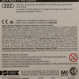 Matchbox 2019 Audi TT RS Coupé: 2022 #49 MBX Showroom - Card Rear