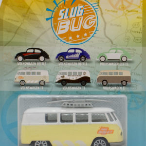 Jada Punch Buggy Volkswagen T1: 2021 Wave 3 White and Yellow with Surfboard - Card Rear