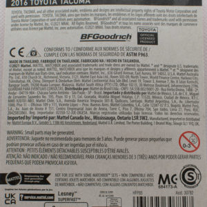 Matchbox '16 Toyota Tacoma 2022 MBX Off-Road - Card Rear