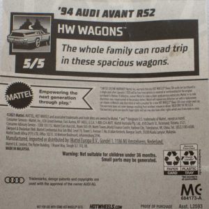 Hot Wheels '94 Audi Avant RS2: 2022 #228 HW Wagons - Card Rear