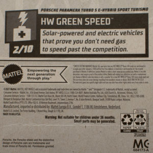 Hot Wheels Porsche Panamera Turbo S E-Hybrid Sport Turismo 2023 38 HW Green Speed Red - Card Rear