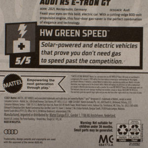 Hot Wheels Audi e-tron GT: 2022 #176 HW Green Speed Red - Card Rear
