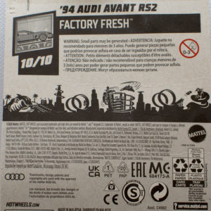 Hot Wheels '94 Audi Avant RS2: 2021 #157 Factory Fresh Silver - Card Rear