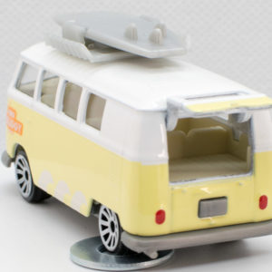 Jada Punch Buggy Volkswagen T1: 2021 Wave 3 White and Yellow with Surfboard - Rear Left Open